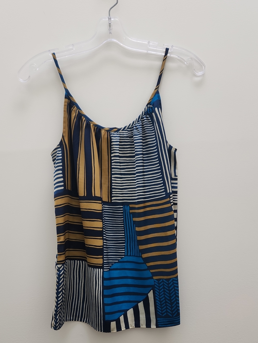 LOFT Striped Patchwork Cami in Navy, Mustard & Cream